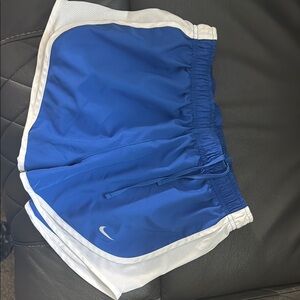 Nike Women's Blue and White Athletic Shorts